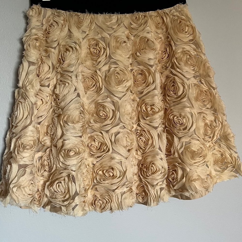 Free People I Mini Skirt - Tulle, Flowered, Cream-Color